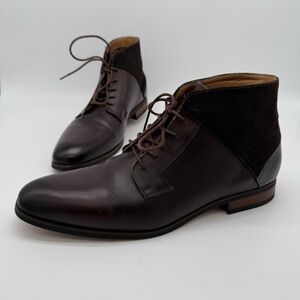 La Milano Cabey Brown Leather Lace Up Boot Size 13